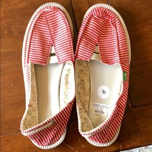 Sanuk red flats! Great for summer!! (Never worn)